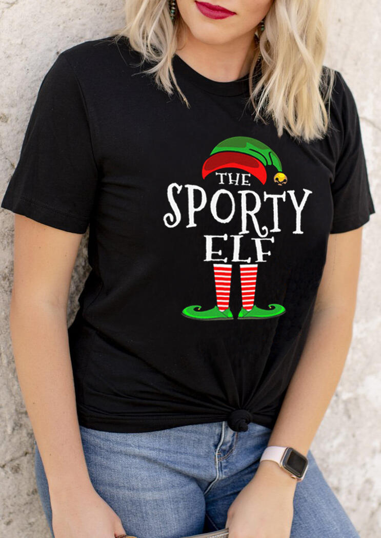

Christmas The Sporty Elf O-Neck T-Shirt Tee - Black, 488455