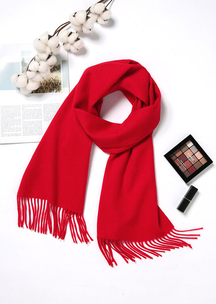 

Feelily Classic Red Tassel Pashmina Scarf For Women Christmas Gift, B101829