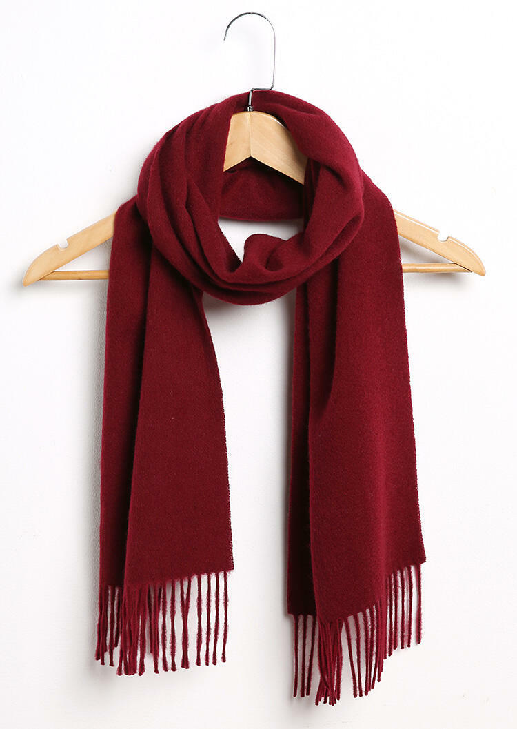

Feelily Classic Burgundy Tassel Cashmere Scarf For Women Christmas Gift, B102221
