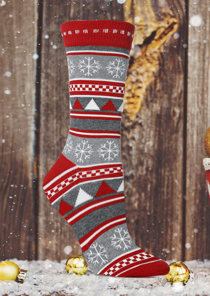

Crew Socks Christmas Snowflake Triangle Knitted Socks in Multicolor. Size