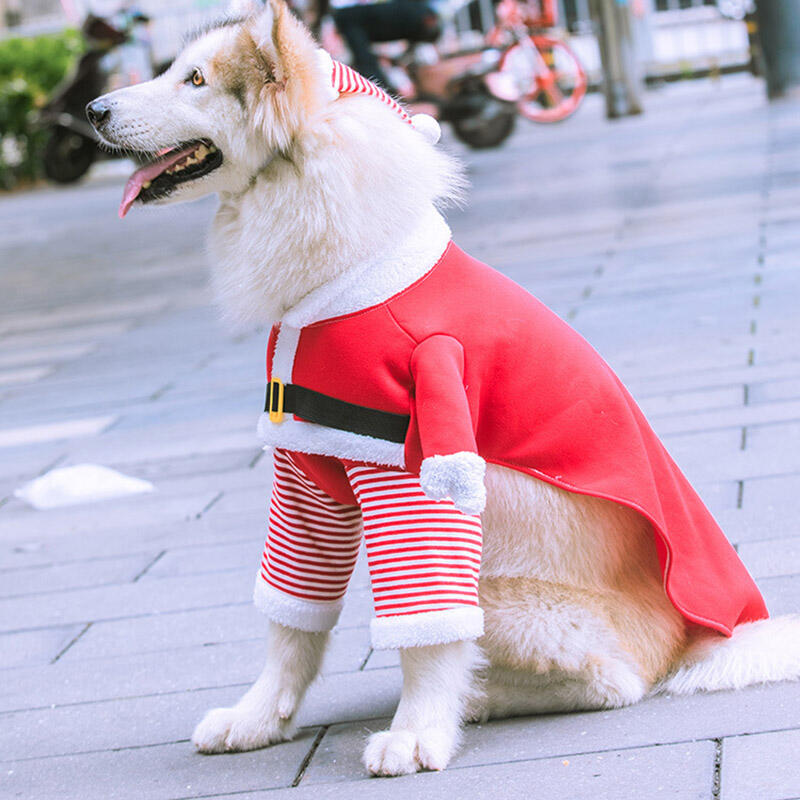 

Pet Products Christmas Striped Santa Claus Pet Dog Costume in Red. Size