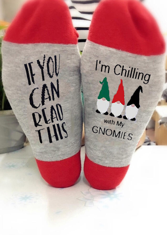 

Crew Socks If You Can Read This I'm Chilling With My Gnomies Socks in Red. Size