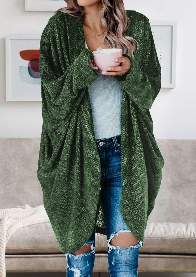 

Cardigans Asymmetric Batwing Sleeve Casual Cardigan in Green. Size: ,L
