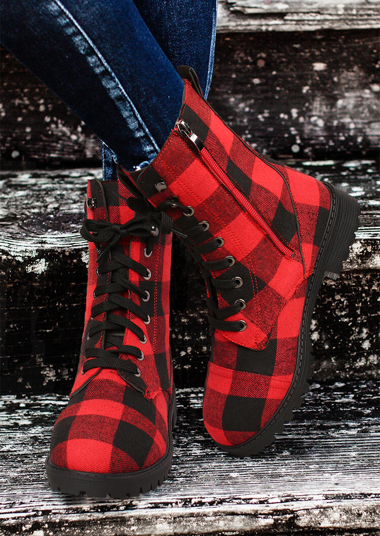 buffalo plaid high heels