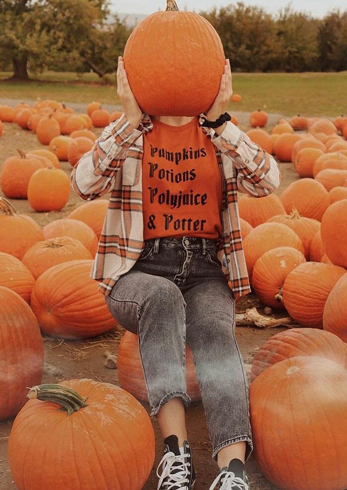 

T-shirts Tees Pumpkins Letter O-Neck T-Shirt Tee in Orange. Size: ,M,L