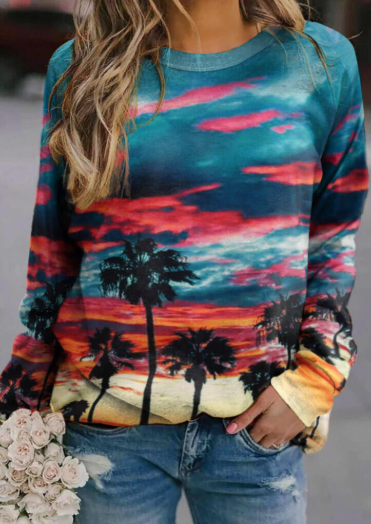 

Blouses Tie Dye Burning Cloud Coconut Long Sleeve Blouse in Multicolor. Size