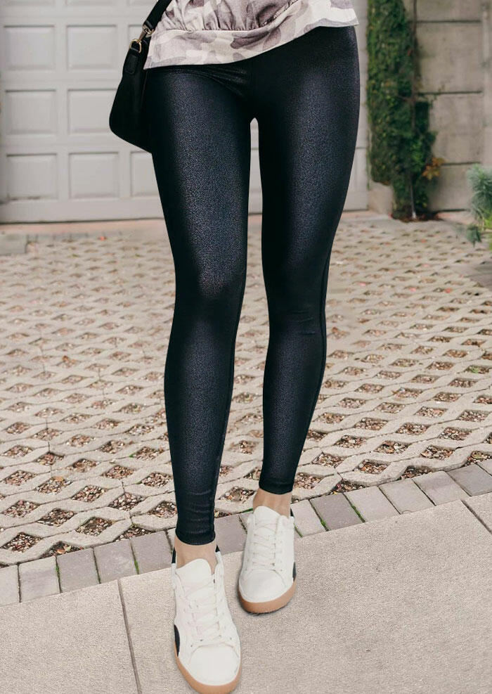 Winter Soft Warm Fleece Lined High Waist Leggings - Black - Fairyseason