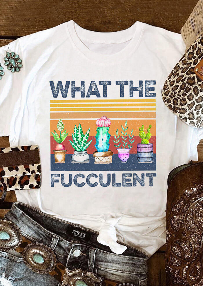 

Tees T-shirts What The Fucculent Cactus T-Shirt Tee in White. Size: M