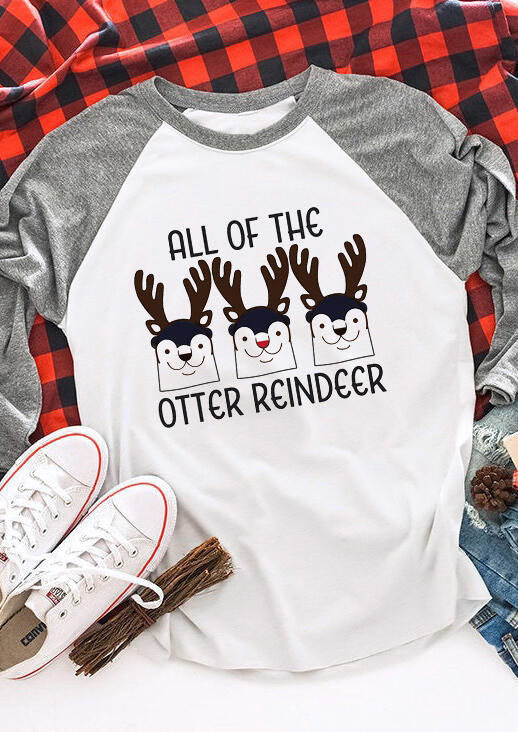 

T-shirts Tees All Of The Otter Reindeer T-Shirt Tee in Gray. Size: ,M,L
