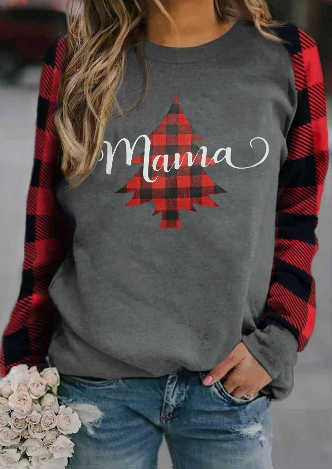 

T-shirts Tees Buffalo Plaid Tree Mama T-Shirt Tee in Gray. Size: ,M