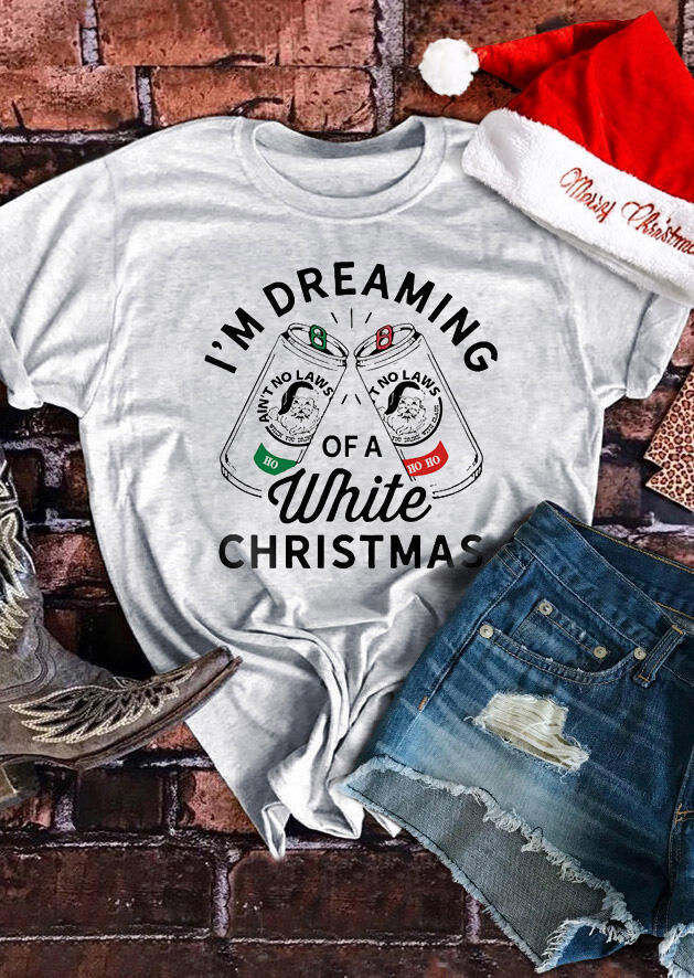 

Tees T-shirts I'm Dreaming Of A White Christmas T-Shirt Tee in Light Grey. Size: ,M