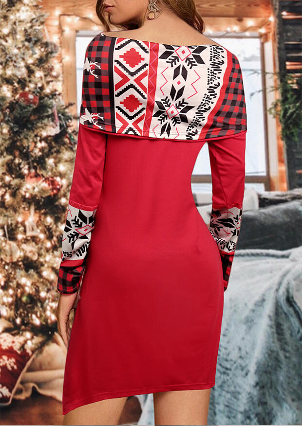 

Mini Dresses Reindeer Buffalo Plaid Long Sleeve Mini Dress in Red. Size: ,L