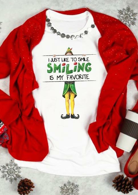 

T-shirts Tees I Just Like To Smile Smiling Is My Favorite T-Shirt Tee in White. Size