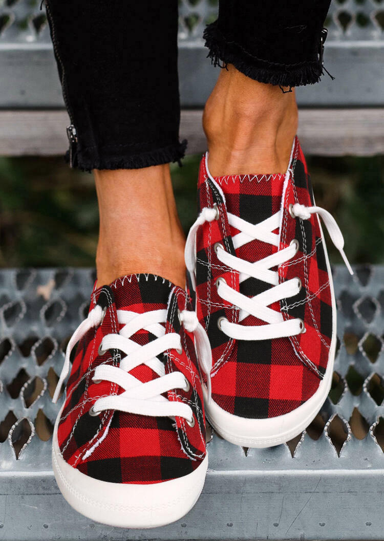 red buffalo plaid sneakers