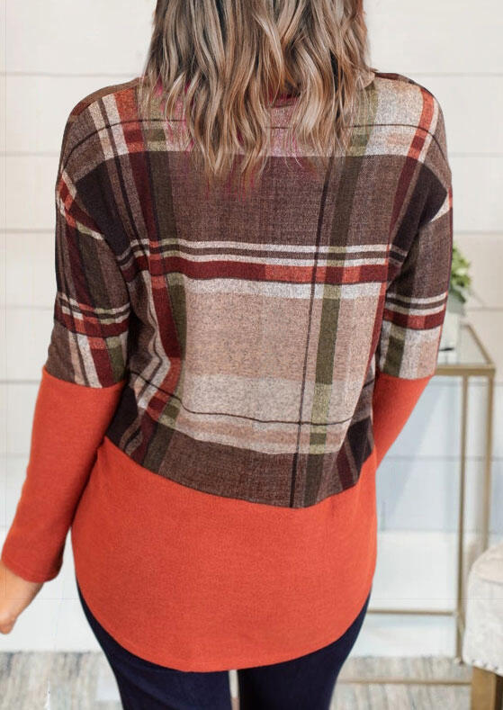 

Blouses Plaid Color Block Drawstring Cowl Neck Blouse in Plaid. Size: ,M,L