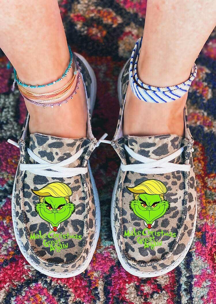 

Sneakers Christmas Grinch Leopard Slip On Flat Sneakers in Leopard. Size: ,38,39,40,41