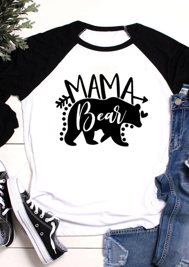 

T-shirts Tees Mama Bear Arrow Heart O-Neck Raglan Sleeve T-Shirt Tee in Black. Size: ,M,L,XL