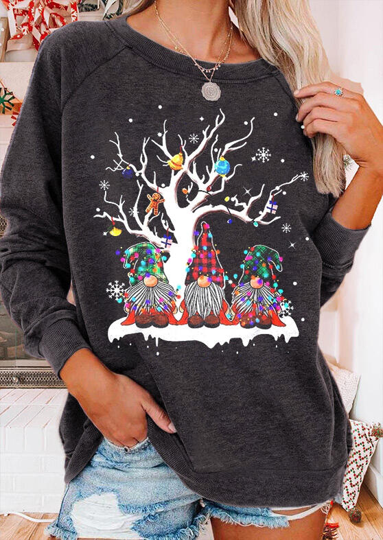 

Sweatshirts Gnomies Plaid Tree Pullover Sweatshirt in Dark Grey. Size