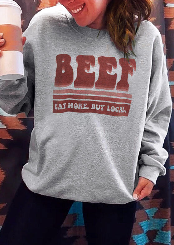 

Sweatshirts Beef Eat More Buy Local Pullover Sweatshirt in Gray. Size
