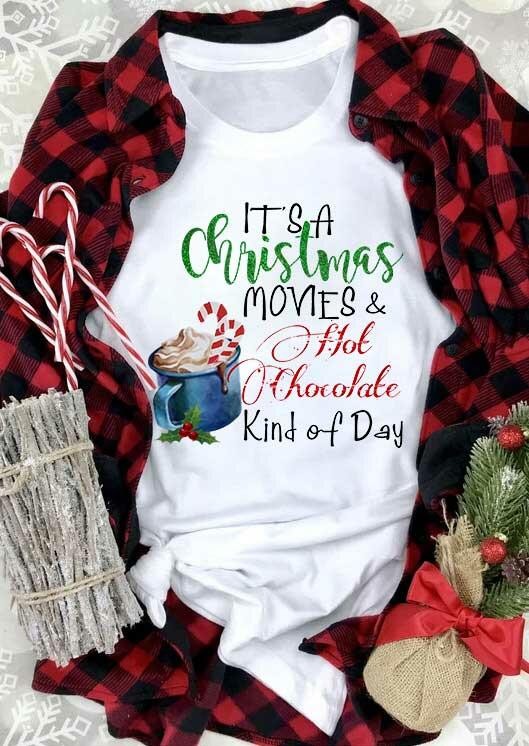 

T-shirts Tees Christmas Movies & Hot Chocolate T-Shirt Tee in White. Size