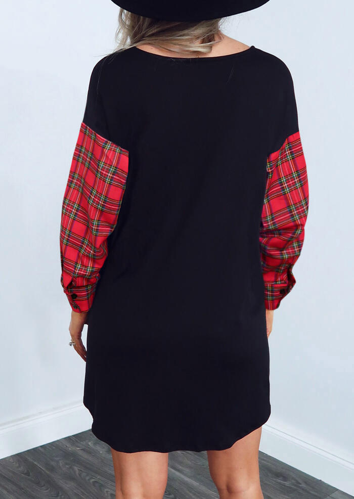 

Mini Dresses Buffalo Plaid Splicing Drop Shoulder Mini Dress in Red. Size: ,L,XL