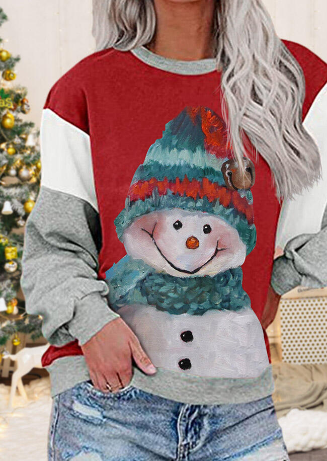 

Sweatshirts Snowman Color Block Pullover Sweatshirt in Multicolor. Size