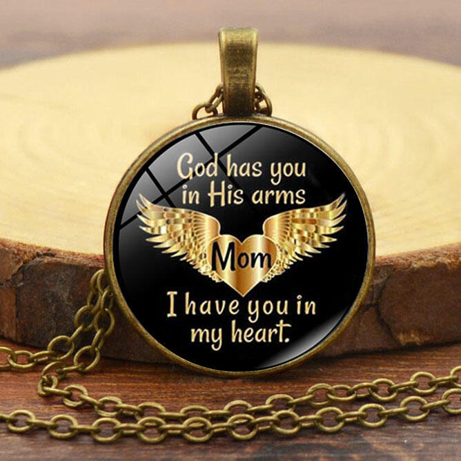 

Necklaces God Has You In His Arms Wing Love Heart Mom Pendant Necklace in Silver. Size