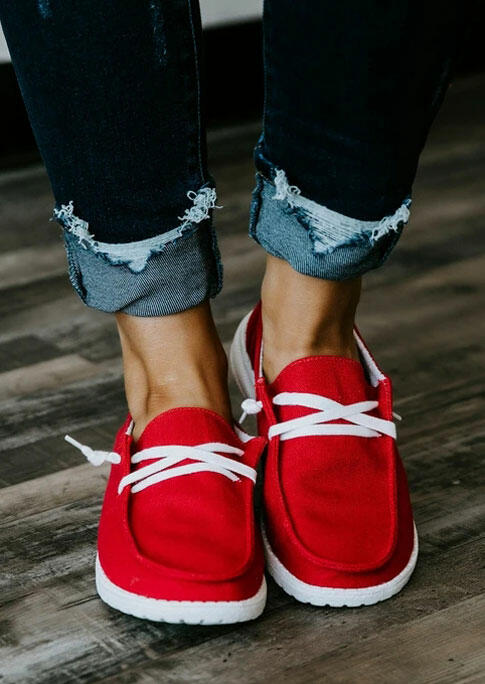 

Sneakers Slip On Flat Casual Canvas Sneakers in Red. Size: ,38