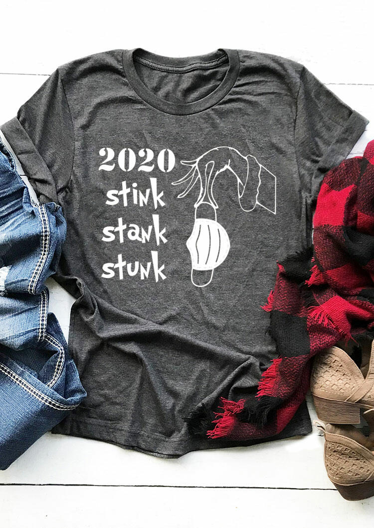 

Tees T-shirts 2020 Stink Stank Stunk Grinch Hand T-Shirt Tee in Dark Grey. Size