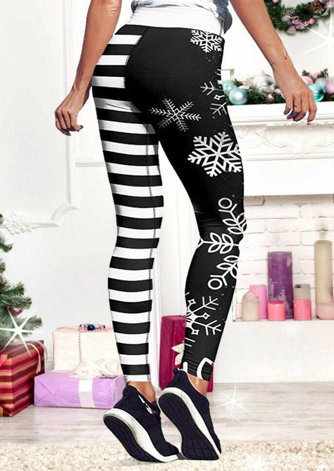 

Leggings Snowflake Striped High Waist Leggings in Black. Size