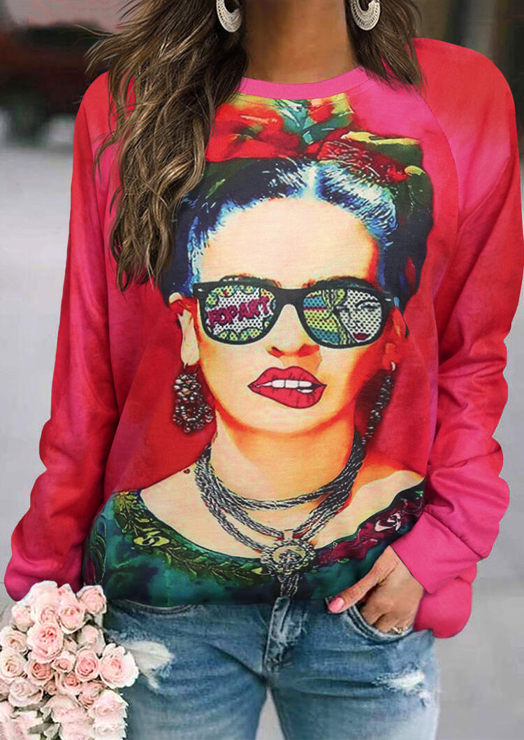 

Blouses Cool Lady Portrait Long Sleeve Blouse in Red. Size