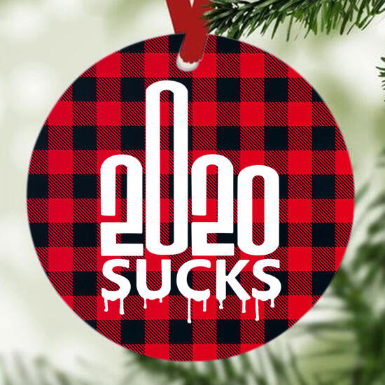 

Christmas Decoration Christmas 2020 Sucks Buffalo Plaid Double-Sided Hanging Ornament in Red. Size