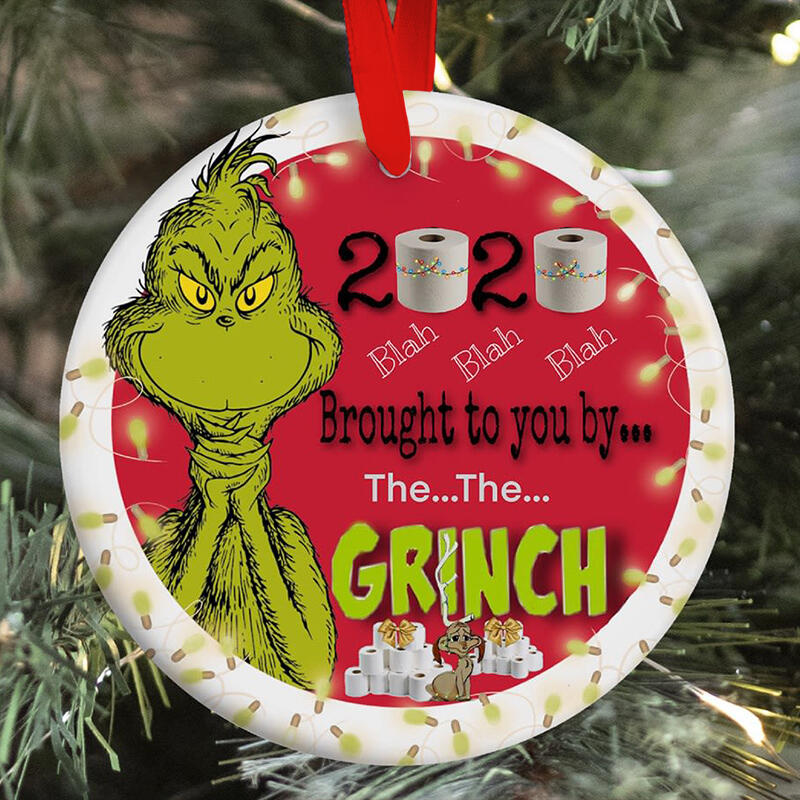 

Christmas Decoration 2020 Grinch Double-Sided Christmas Tree Hanging Ornament in Multicolor. Size