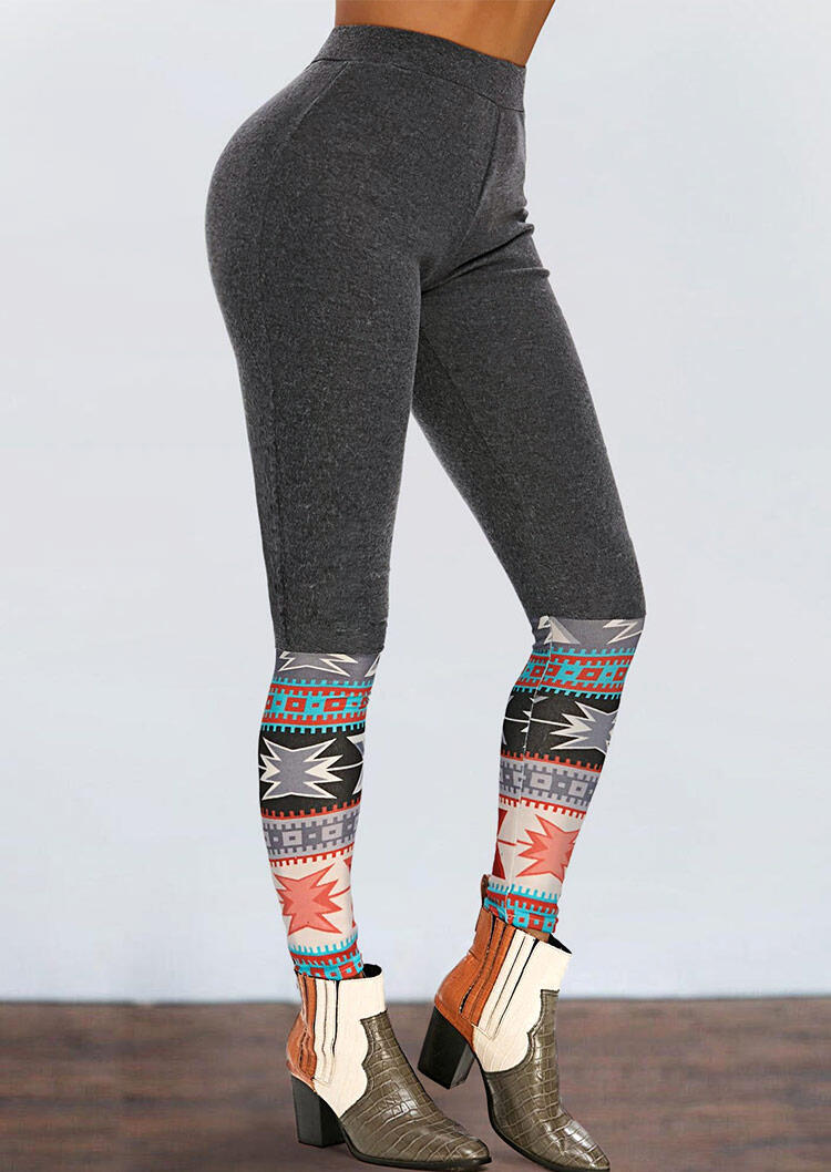 

Leggings Aztec Geometric High Waist Leggings in Dark Grey. Size: S,M,,XL