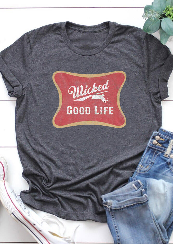 

T-shirts Tees Wicked Good Life O-Neck T-Shirt Tee in Dark Grey. Size: ,XL
