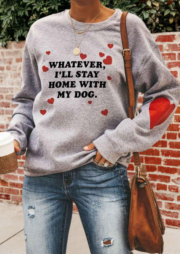 

Sweatshirts Whatever I'll Stay Home With My Dog Heart Sweatshirt in Gray. Size