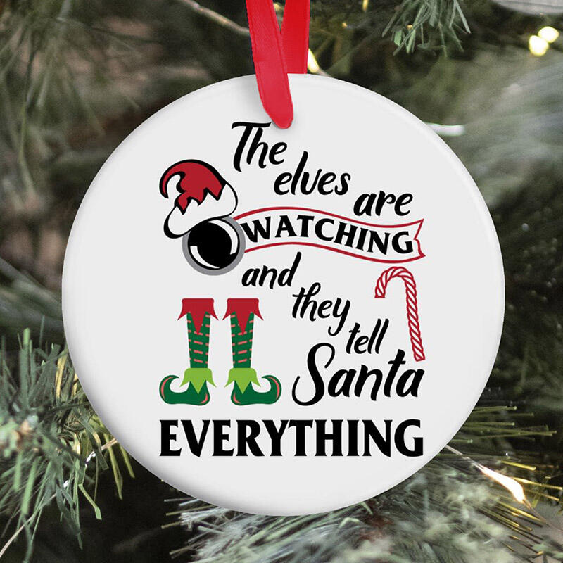 

Christmas Decoration Christmas Double-Sided Elves Are Watching Hanging Ornament in Multicolor. Size