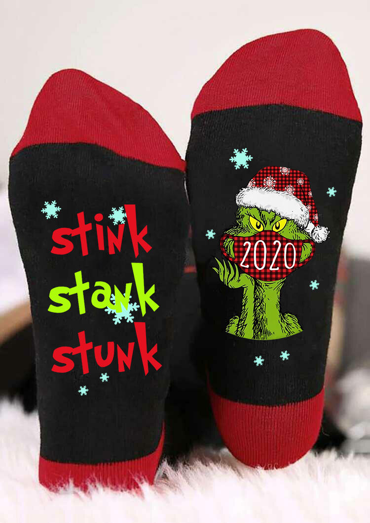 

Crew Socks Christmas Stink Stank Stunk 2020 Plaid Grinch Socks in Red. Size