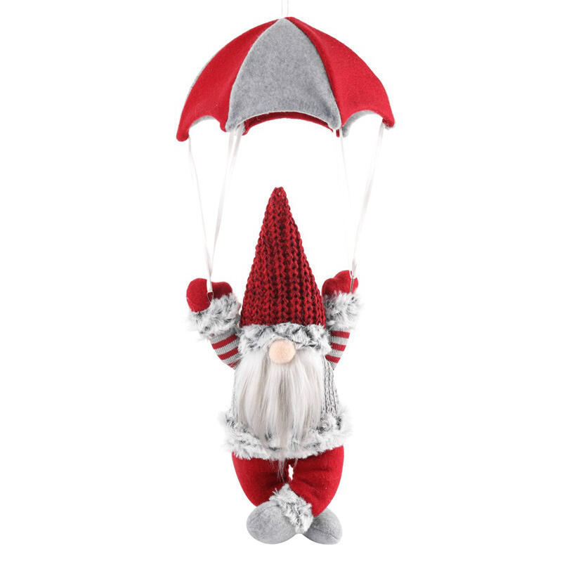 

Christmas Decoration Gnomies Parachute Faceless Doll Hanging Ornament in Red. Size