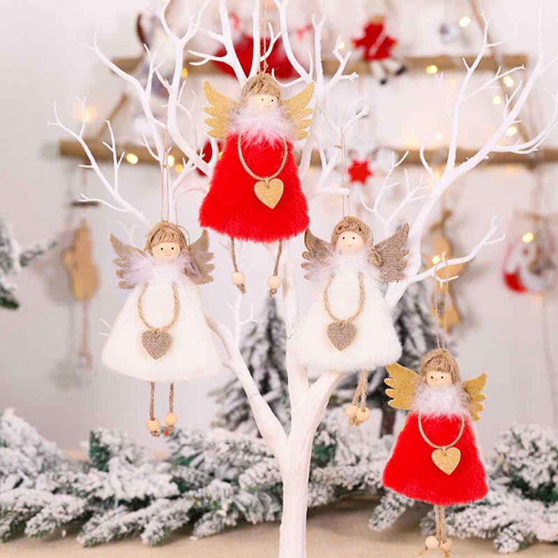 

Christmas Cute Heart Plush Angel Doll Hanging Ornament, White, 490266