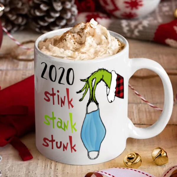 

Home Decor 2020 Stink Stank Stunk Grinch Hand Ceramic Mug in White. Size