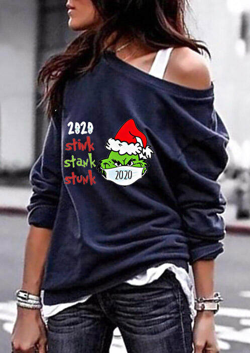 

Sweatshirts Christmas 2020 Stink Stank Stunk Grinch Sweatshirt in Navy Blue. Size: ,M,XL