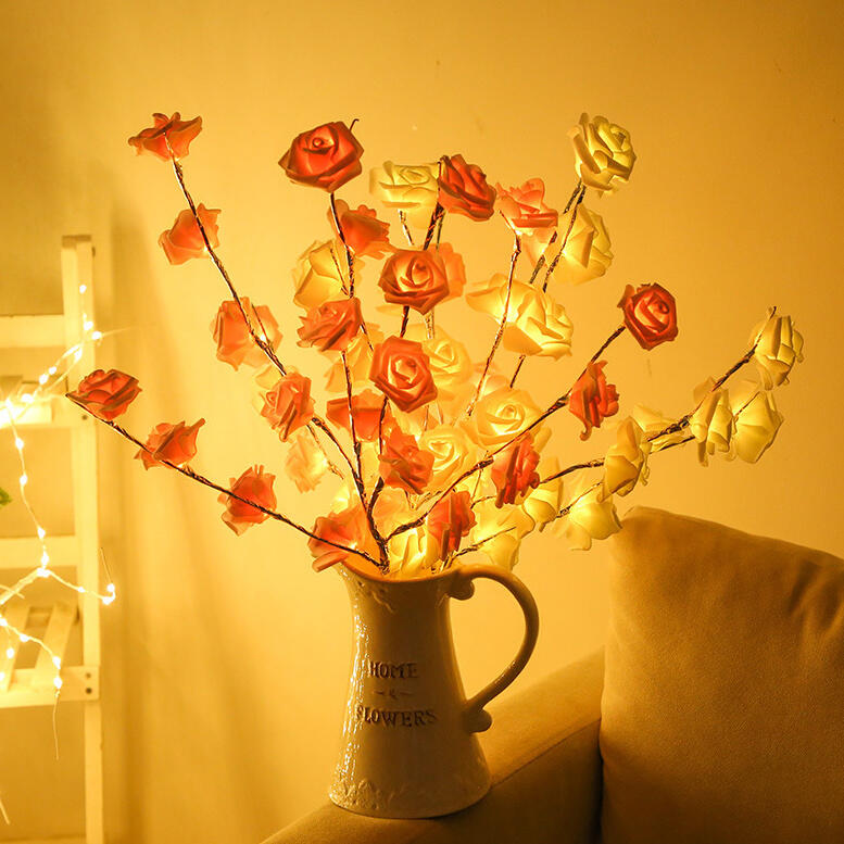 

Home Decor LED Rose Branch Lamp Decoration in Pink. Size