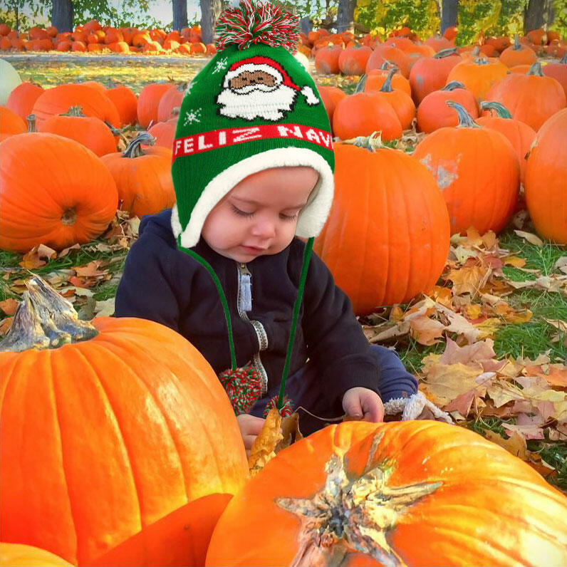 

Hats Kids Christmas Knitted Hairball Thicken Fleece Lining Beanie Hat in Green. Size