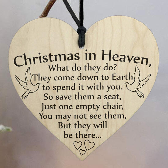 

Christmas Decoration Christmas In Heaven Family Love Heart Shaped Wooden Pendant in Pattern2. Size