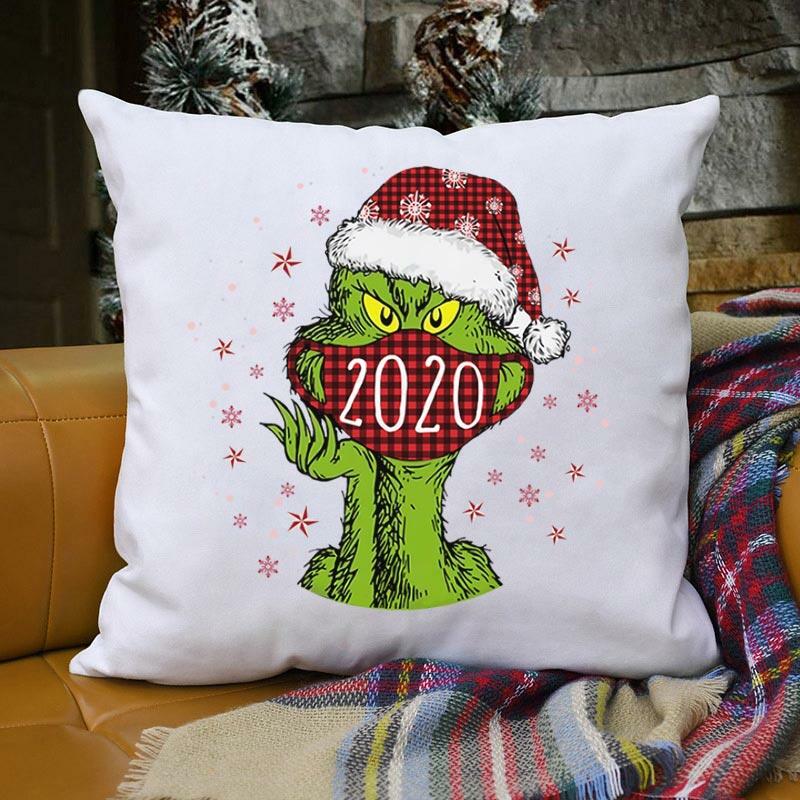 

Christmas Decoration Christmas 2020 Grinch Buffalo Plaid Snowflake Pillowcase without Pillow in White. Size
