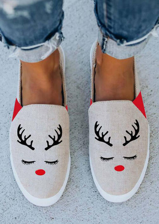 

Sneakers Christmas Reindeer Slip On Flat Canvas Sneakers in Apricot. Size: ,38,39,40,41