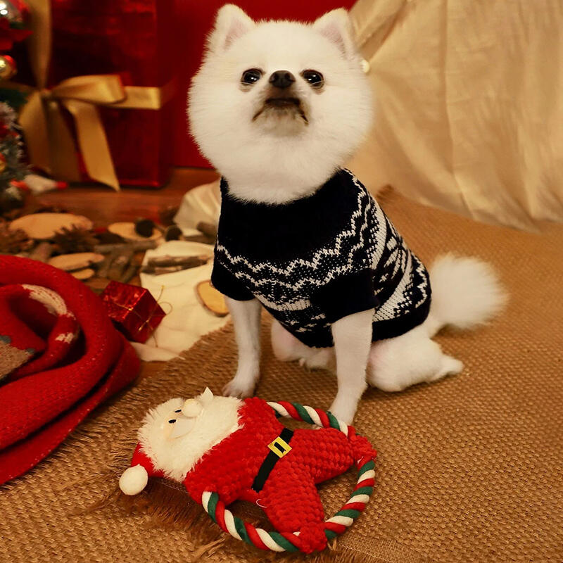 

Pet Products Christmas Santa Snowman Dog Chew Squeaky Toy in Red. Size