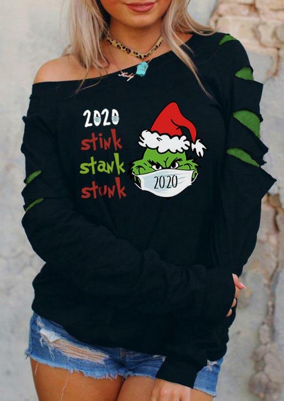 

Sweatshirts Christmas Hat Grinch 2020 Stink Stank Stunk Sweatshirt in Black. Size: S,M,,XL