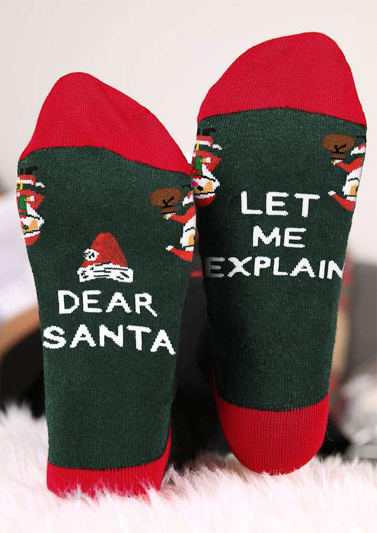 

Socks Christmas Dear Santa Let Me Explain Socks in Green. Size